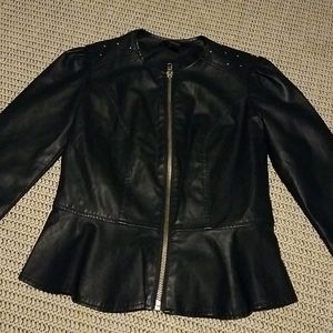 "Forever 21" Peplum Faux-Leather Jacket
